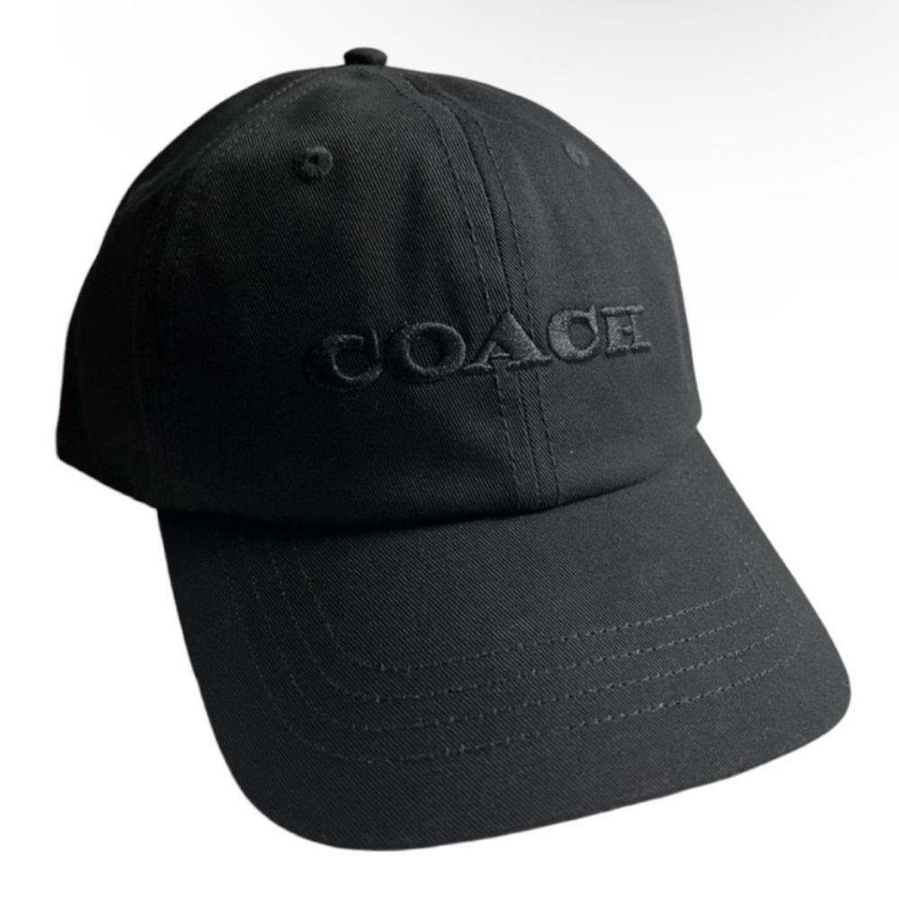NWT COACH AUTHENTIC EMBROIDERED
LOGO BLACK BASEBALL CAP NEW WITH
TAGS